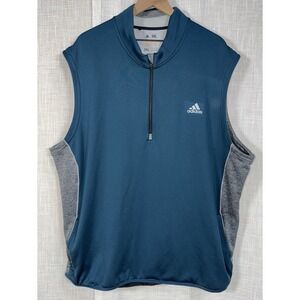 Adidas Climaheat Golf Vest Teal Blue Grey Insulated Full Zip Pockets‎ Men's 2XL